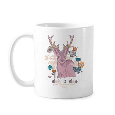 Imagem de Caneca colorida de cerâmica para café e porcelana com efeito artístico de rena de Natal