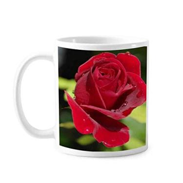 Imagem de Caneca moderna de cerâmica para café e porcelana com rosas vermelhas escuras para presente Art Deco