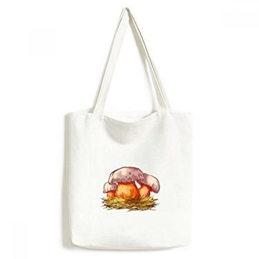 Imagem de Linda bolsa de lona com ilustração de cogumelo azul deliciosa bolsa de compras casual
