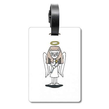 Imagem de Angel Bastet Wing Halo Star Mala Etiqueta de Bagagem para Cartão de Bagagem