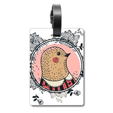 Imagem de Molde de ilustração de desenho de folha de pombo, bolsa de viagem, etiqueta para cartão de bagagem