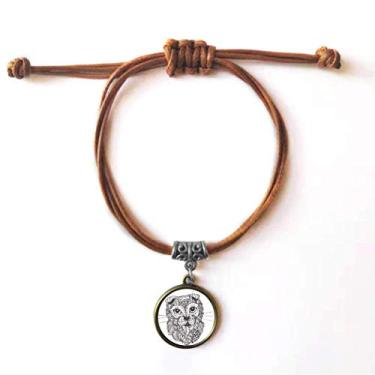 Imagem de DIYthinker Pulseira de couro para bebê com tinta humana de gato pulseira marrom joia presente