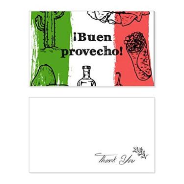 Imagem de Bandeira de culinária com desenho do México e cacto redondo, cartão de agradecimento, aniversário, saudações, casamento, agradecimento