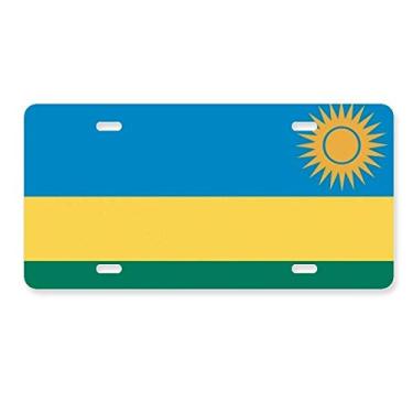 Imagem de DIYthinker Placa de licença com bandeira nacional do Ruanda da África para decoração de placa de carro em aço inoxidável