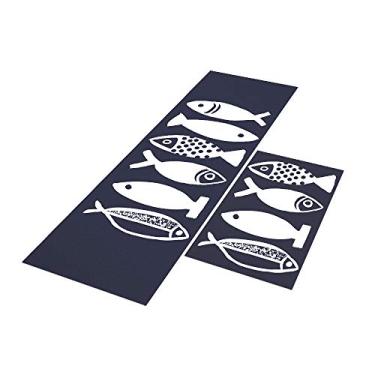 Imagem de Tapete Passadeira de Cozinha Fish 120x40 + Capacho 60x40