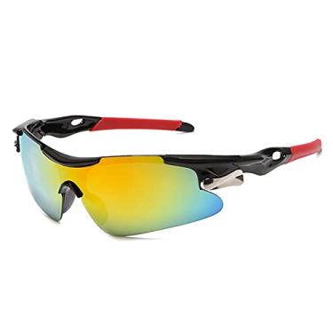 Imagem de Xiaolw Óculos de sol esportivos para bicicleta de estrada Óculos de proteção para ciclismo de montanha Óculos de proteção para bicicleta Mtb Óculos de sol masculino feminino (VERMELHO AMARELO)