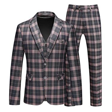 Imagem de Blazer de casamento masculino lapela contador dois botões casacos esportivos elásticos 3 peças elegantes negócios formais, como mostrado, GG (52)