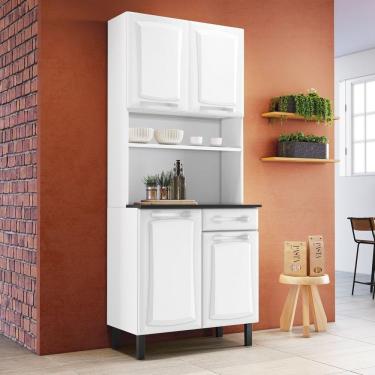 Imagem de Kit Cozinha 80cm 4 Portas 1 Gaveta Pratika Itatiaia Branco Neve
