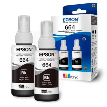 Imagem de Kit Refil de Tinta Epson 664, Preto, 70ml - T664120-2P