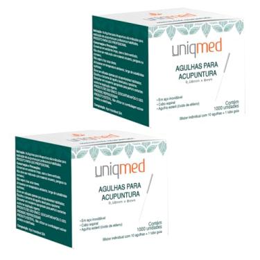 Imagem de AGULHA PARA ACUPUNTURA 1000UN 0,18X8MM KIT 2CX UNIQMED TAMANHO:0,18X8MM
