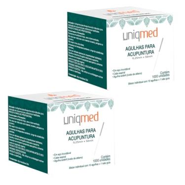 Imagem de AGULHA PARA ACUPUNTURA 1000UN 0,25X50MM KIT 2CX UNIQMED TAMANHO:0,25X50MM