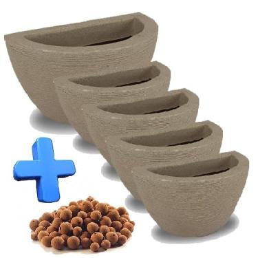 Imagem de KIT 05 VASOS DE PAREDE POLIETILENO DECORATIVOS P/PLANTAS E JARDINS (Bege)