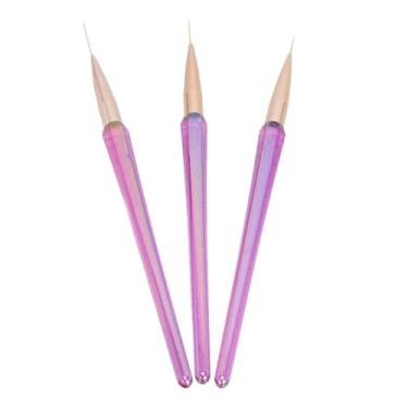 Imagem de Conjunto de Pincéis para Forro de Unhas, 3 Peças, 12/16/21mm, Pincéis Super Finos para Listras de Arte Em Unhas para Pintura de Desenho