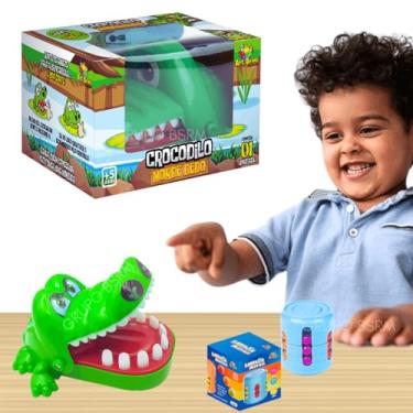Imagem de Kit Crocodilo Morde Dedo Brinquedo Criança 3 anos Infantil Jacare Dentista Presente Dia das Crianças Menino Menina 3 anos + Cilindro Mágico Latinha Mágica Jogos De Tabuleiro Infantil Pedagogicos