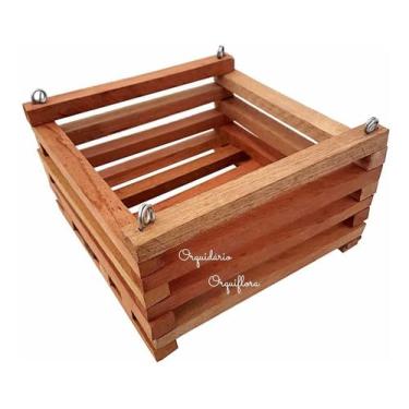 Imagem de Kit 4 Cachepô De Madeira Quadrado Plantas E Orquídeas Tam. M