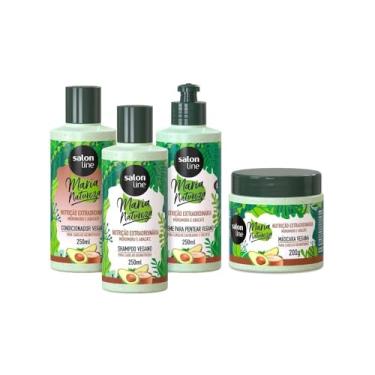 Imagem de Salon Line, Kit Maria Natureza Nutrição Extraordinária, Shampoo, Condicionador, Creme para Pentear e Máscara - Para Cabelos Cacheados e Crespos, 4 Unidades