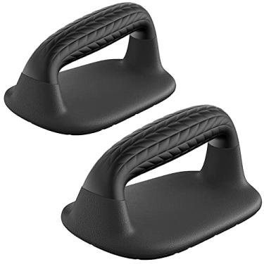 Imagem de SELEWARE Barras push-up suportes de flexão barras de apoio de mão cabo de borracha macia fornecem aderência confortável ajuste para treinamento de força de chão de calistenia, suporte de construção estável e resistente 226 kg preto A