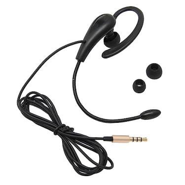 Imagem de ASHATA Fone de ouvido de call center, gancho de orelha de um lado, fone de ouvido de 3,5 mm com microfone de cancelamento de ruído, fone de ouvido único para telefones celulares, PC, laptop,