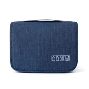 Imagem de Bolsa Organizadora Portátil de Higiene Pessoal com Gancho Suspenso Saco de Armazenamento Cosmético, Maquiagem, Grande Capacidade, Impermeável Viagem (Azul)