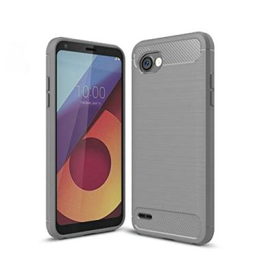 Imagem de Capa para LG Q6 Plus, capa de material de fibra de carbono, macia, antiderrapante, antiimpressões digitais, capa totalmente protetora para LG Q6 Plus