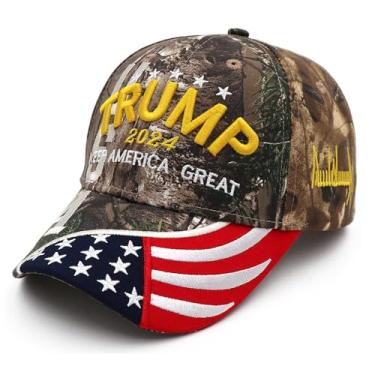 Imagem de Engmoo Boné Trump 2024 Keep America Great Take America Back com bordado da bandeira dos EUA boné de beisebol ajustável, Trump 2024 Camo Hat 2, Tamanho �nica