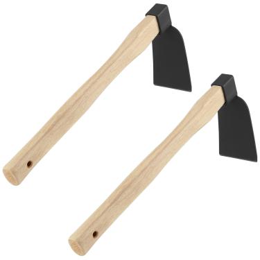 Imagem de KEILEOHO 2 PÇS Enxada de jardim de aço carbono de 38 cm, ferramenta de jardim resistente, enxada de escavação de jardim com cabo de madeira, enxada de cabeça de lâmina para soltar solo, capina,