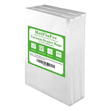 Imagem de MaiFlaFre Sacos seladores a vácuo de 100 galões 11 x 40 cm com grau comercial, livre de BPA, resistentes. Sacos de congelador a vácuo compatíveis com qualquer tipo de selador a vácuo