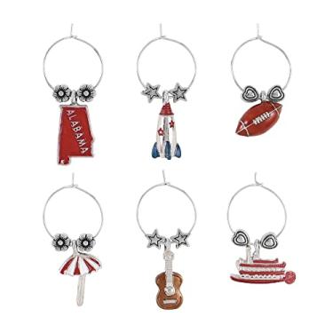 Imagem de Wine Things, 6 peças, pingentes de vinho/marcadores de bebida para taças de vinho, festa de degustação de vinhos (estado), Metal, Sem pedras preciosas