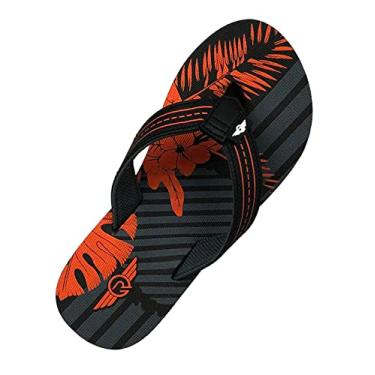Imagem de REDVOLUTION Sandália de praia para meninos Tatuagem Tribal | Sandálias de dedo geométricas Bali, 618 cinza/laranja, 2 Big Kid