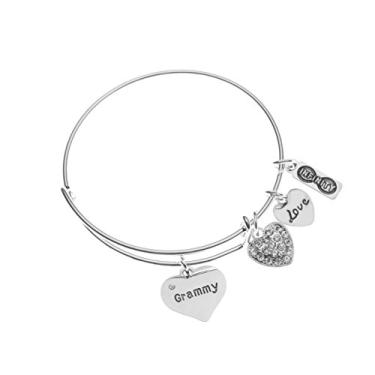 Imagem de Infinity Collection Pulseira com pingente de avó - joias de avó, presente para avós, presentes para avós pela primeira vez, joias de dia das mães, 5 inches with 2 inch extension, Prata