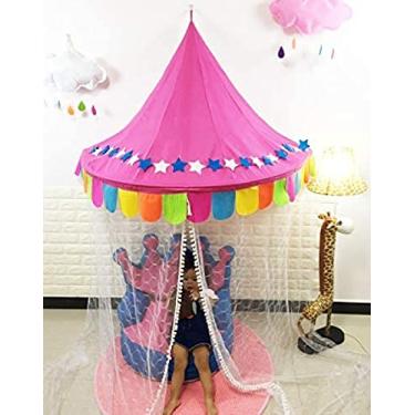 Imagem de Dossel da cama para crianças, barraca do jogo das crianças castelo pendurado rede redonda do berço da argola para a decoração do quarto, bebês & crianças diâmetro, 6