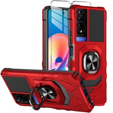 Imagem de Mocotto Capa de telefone TCL 50 XE 5G TCL 50 XE Nxtpaper 5G com protetor de tela de vidro temperado, capa protetora resistente à prova de choque de grau militar, com suporte de anel para 50 XE 5G