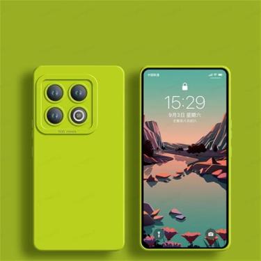 Imagem de Capa de telefone quadrada de silicone líquido para Oneplus 9 9RT 9R 10 Pro Capa macia de proteção de lente para Oneplus 11 Ace 2 12, verde claro, para Oneplus 10 Pro