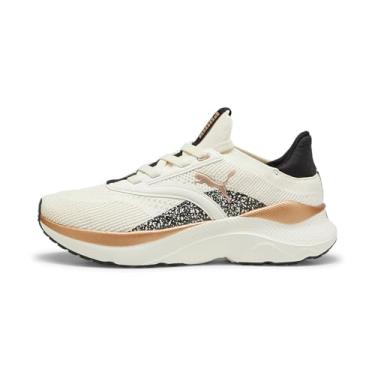 Imagem de PUMA Tênis de corrida feminino Softride Mayve, Branco e dourado e preto, 38