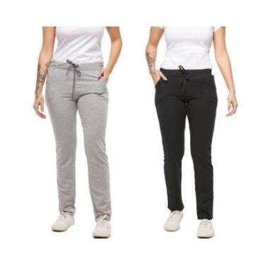 Imagem de Kit com 02 Calças de Moletom Feminino Slim Skinny Sport Casual F1-Feminino