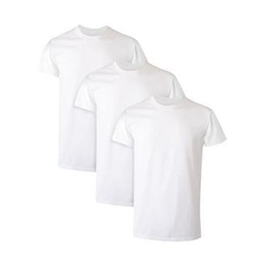 Imagem de Hanes Camiseta masculina de algodão, com absorção de umidade, pacote com 3, Pacote com 3 - Branco, M