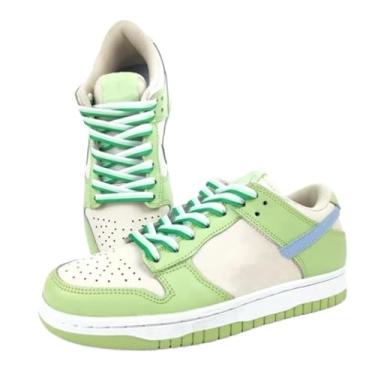 Imagem de Cadarços Listrados Colorblocked Tênis Infantil Adulto Cadarços Elásticos De Cor Gradiente Acessórios Para Sapatos(Green white 2,160cm)