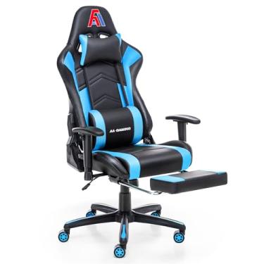 Imagem de Cadeira de jogos AA Products Cadeira ergonômica de corrida de computador com encosto alto, cadeira de escritório ajustável com apoio para os pés, cadeira giratória de suporte lombar - versão