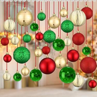 Imagem de Relaxgiant 36 peças de enfeites de Natal para pendurar no teto, bolas de Natal inquebráveis, bola de Natal para pendurar no teto para decoração interna de festa de Natal (vermelho, verde, ouro)