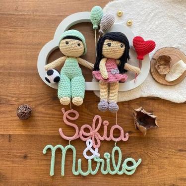 Imagem de Porta Maternidade Amigurimi Nuvem - Irmãos