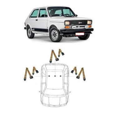 Imagem de Kit cinto de segurança traseiro de 2 pontos Fiat 147 - HCML, Bege