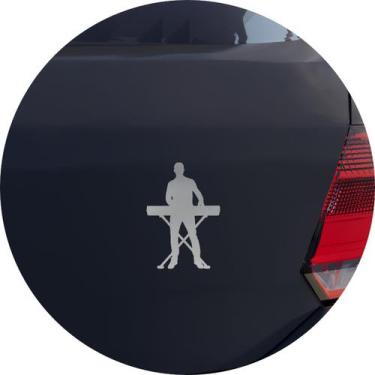 Imagem de Adesivo de Carro Músico Tecladista Tocando Teclado - Cor Preto - Melho