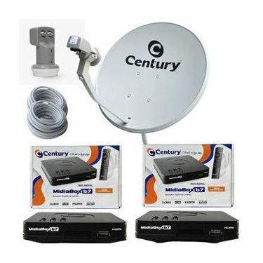 Imagem de Antena Parabólica Century 60cm banda KU C/ 2 Midiabox B7 lnbf ku duplo