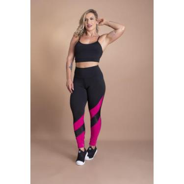 Imagem de Conjunto Fitness Feminino Esportivo Calça Legging Cintura Alta Detalhe