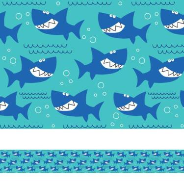 Imagem de Faixa Adesiva para Quarto de Menino Tubarão Azul 6mx15cm - Quartinhos