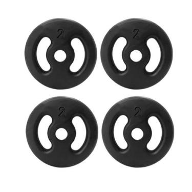 Imagem de Kit 4 Anilhas Peso Ferro 2kg Academia Musculação - Rei do Fitness