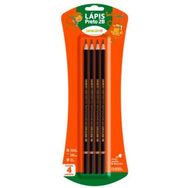 Imagem de Lápis Escuro Leo&Leo com 4 Unidades Preto 2B - Leo & Leo
