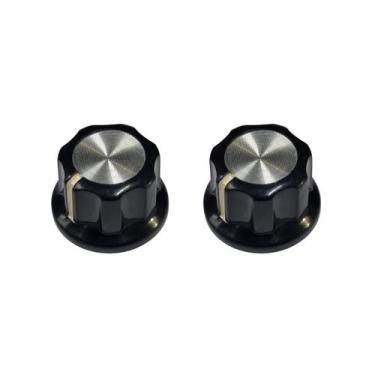 Imagem de Kit 2 Knob Preto Estriado ABS Topo Aluminio Escovado  - Andaluz