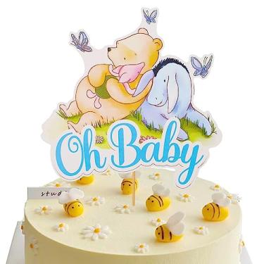 Imagem de MEMOVAN Winnie Cake Topper Oh Baby Classic The Pooh Cake Cupcake Topper Winnie Pooh Cake Decoration for Kids Boys’ Birthday Baby Shower Party Supplies