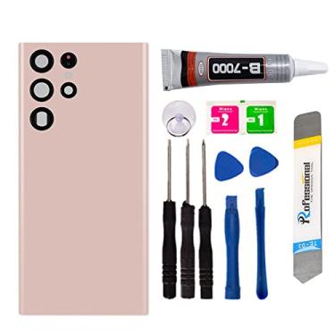 Imagem de Tampa traseira de vidro de reposição para reparo de bateria painel traseiro da porta para Samsung Galaxy S23 Ultra SM-S918, com fita e ferramentas (com lente de câmera) (rosa)